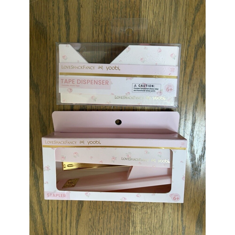 Target X LoveShackFancy Pink Blooming Heirloom Tape Dispenser Washi & Stapler